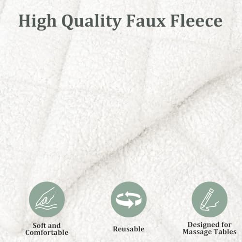 Fleece Massage Table Pad Set with Face Cradle Cover 29” W x 72” L, White - Image 4