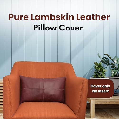 LL LEATHER LOVERS 100% Lambskin Leather Pillow Cover - Sofa Cushion Case - Decorative Throw Covers for Living Room & Bedroom, Pink Maroon Plain Pack of 1-10X18 Inch - Image 2