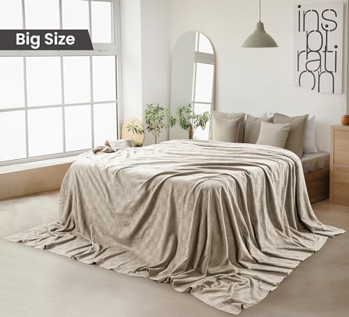 Utopia Bedding 100% Cotton Thermal Blanket Khaki Big, 120x120 Inches - Image 2