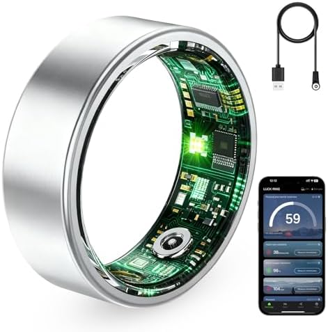 Smart Ring for Women & Men, Fitness Tracker Ring with Heart Rate Monitor, HRV, Sleep Tracking, No Subscription Fee, 10ATM Waterproof Activity Ring for Android & iPhone (Silver, 13#) by Unknown