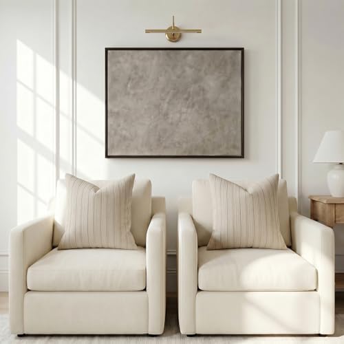 DEZENE 20x20 Taupe Throw Pillow Covers Pack of 2 Soft Striped Corduroy Square Neutral Pillow Cases for Couch Sofa Bedroom Living Room Home Decor - Image 5