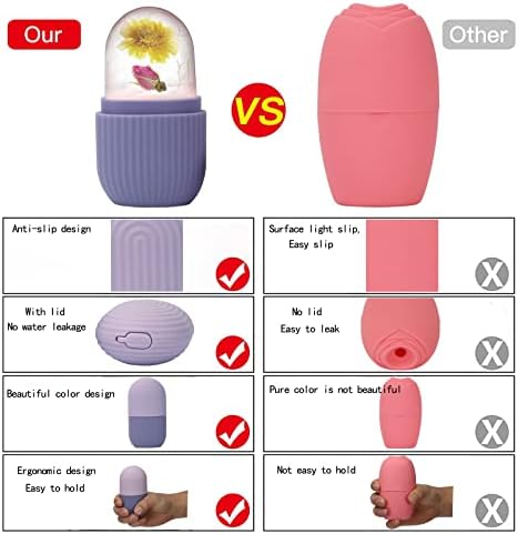 XHJRI Ice Face Roller Massager,Ice Cube Roller for Face, Eyes and Neck Naturally Conditioning and Skin Care,De-Puff Eye Bags,Reduce Migraine Pain,Reusable Massage Silicone Ice Mold (Purple) - Image 5