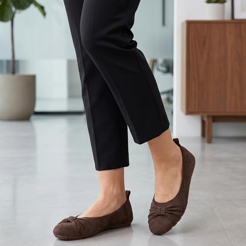 Ecetana Comfortable Ballet Flats for Women: Lightweight Cushioned Foldable Slip-On Work Shoes with Memory Foam - All Day Walking Comfort - Dressy Flats for Office Business - Image 3