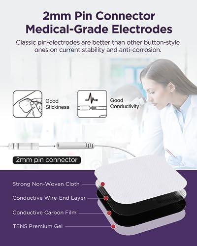 TENKER 24 Modes TENS Unit Muscle Stimulator for Pain Relief, Rechargeable TENS Machine, Drug-Free Pain Relief for Shoulder, Back, Sciatica, Muscle, Physical Therapy, 8pcs 2" and 2"x4" Electrode Pads - Image 5