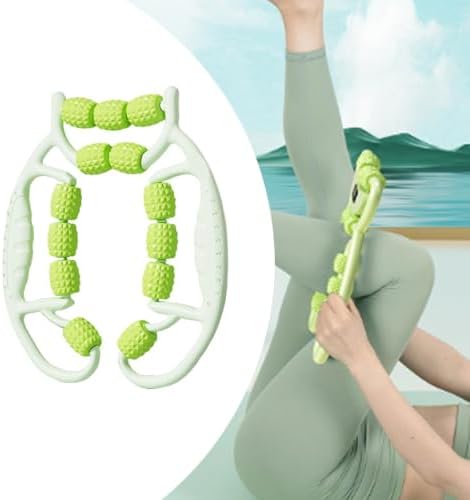 Handheld Muscle Roller 13 Wheels 360 Degree Portable Deep Tissue Massage Tool for Legs Arms Neck Exercise Indoor Sports- Green - Image 4