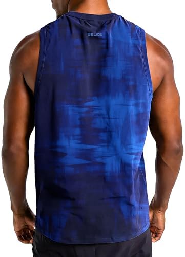 Men's Sleeveless Swim Shirts Quick Dry Moisture Wicking Gym Shirts Breathable Workout & Beach - Image 2