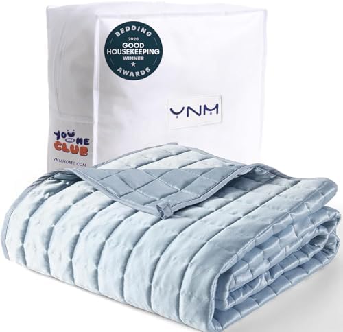 YnM Cooling Weighted Blanket for Adults, 30lbs Heavy Bed Throw Comforter with 100% PE Fabric, Ideal for Hot Sleepers or Summer Days(88x104 Inches for Queen/King Bed, 30 Pounds, Blue) by YNM