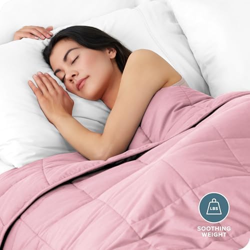 Bare Home Cotton Weighted Blanket (Light Pink, 60"x80" 20lbs) - Image 2