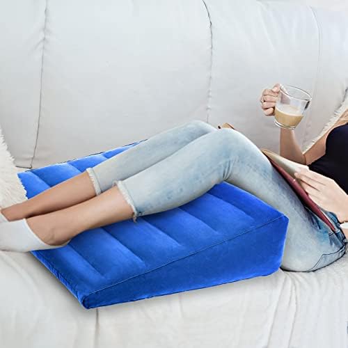USHMA Inflatable Wedge Pillow, Portable Travel Wedge Pillow, Fast Inflation & Deflation Inflatable Wedge Pillows for Travel, Blow Up Sleeping Back Knee Bed (Blue) - Image 3