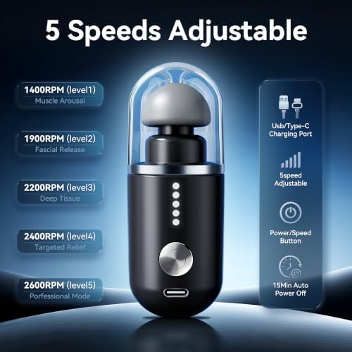 OKACHI GLIYA Mini Portable Massage Gun with 3 Heads All-in-One Storage Case - Image 6