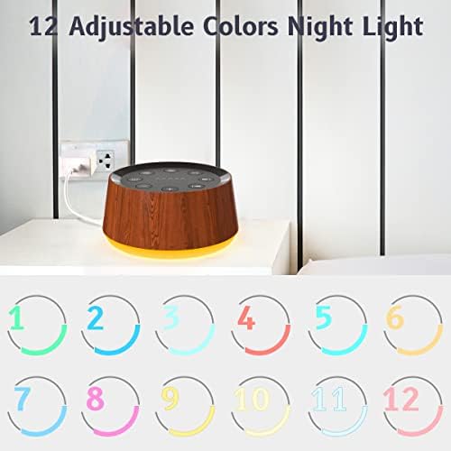 Brown Noise Sound Machine with 30 Soothing Sounds 12 Colors Night Light White Noise Machine for Adults Baby Kids Sleep Machines with 36 Volume Levels Memory Function 5 Timers for Home Office Travel - Image 3