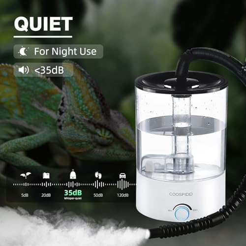 Coospider 4.2L Top Fill Reptile Humidifier, Fogger Mister for Reptiles Tank, Terrariums Humidifiers with Extended Hose/Tube, Reptile Misting System for Reptiles Amphibians Herps Vivarium - Image 2