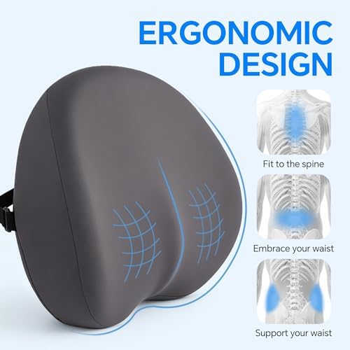 ROYALAY Ergonomic Recliner Lumbar Support Pillow for Elderly, Gel Memory Foam Back Support Cushion with Cooling Washable Cover, Lumbar Pillow for Lower Back Pain Relief Office Chair - Image 6