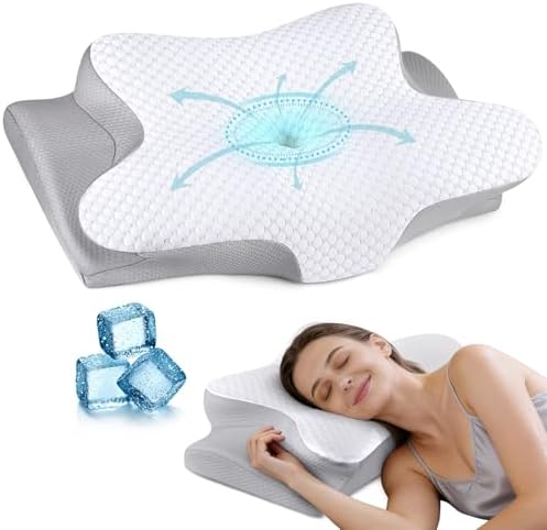 Cervical Neck Pillow for Pain Relief, Ergonomic Contour Pillow, Orthopedic Memory Foam Neck Support Pillow for Side, Back & Stomach Sleepers (Off-White) by BESPILLOW