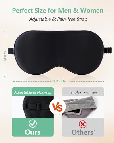 BeeVines 100% Mulberry Silk Sleep Mask, Blackout Eye Masks(Black & Grey) - Image 4