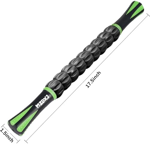 Muscle Roller Massage Roller Stick- Deep Tissue Fascia Blaster for Myofascial Pain Relief, Lymphatic Drainage & Body Sculpting, Handheld Physical Therapy & Recovery Tool (Green Black) - Image 2