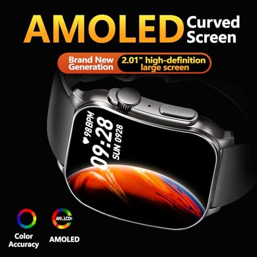 Smart Watch, 2.01" AMOLED Curved Touchscreen Fitness Watch for Women, IP68 Waterproof, 24/7 Heart Rate/Sleep Monitor, Fitness Tracker with Pedometer, 120+ Sports Modes,Smartwatch for Android iOS Black - Image 2