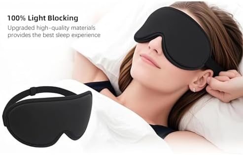 Sleep Mask,3D Contoured Sleeping Mask,99% Light Blocking Eye Mask, Zero Eye Pressure Cup Blindfold for Men Women, with Adjustable Strap for Sleeping, Yoga,Traveling(Black) - Image 7