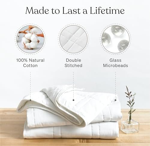 Baloo Weighted Blanket for Adults 15 lb Full/Queen (Pebble White, 60"x80") - Image 3