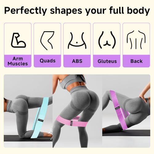 Resistance Bands, Fabric Workout Bands for Women & Men, Cloth Booty Resistance Loop Bands, Thick Squat Bands for Home Fitness, Gym, Yoga, Pilates for Butt Legs Thigh Hip Glute - Image 4