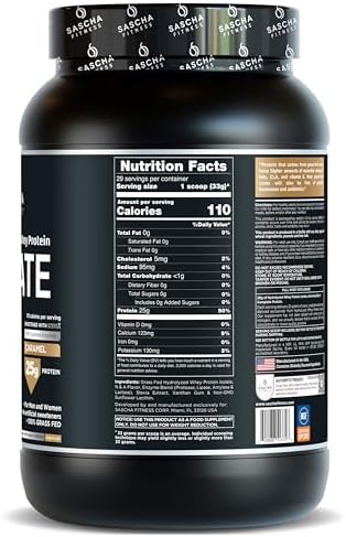 SASCHA FITNESS Hydrolyzed Whey Protein Isolate,100% Grass-Fed (2.11 Pounds) (Caramel Flavor) - Image 2