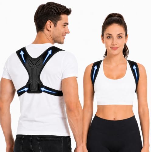 Posture Corrector for Women and Men, Adjustable Upper Back Brace with Shoulder Pads, Back Straightener for Rounded Shoulders & Daily Posture Support (Medium) by SUASLART