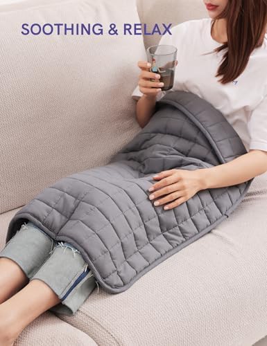 YnM Portable Weighted Lap Blanket for Adults, Perfect for Relaxation, Lounging, Napping, Sleeping & Travel(29x24 Inches, 7 Pounds, Dark Grey) - Image 2