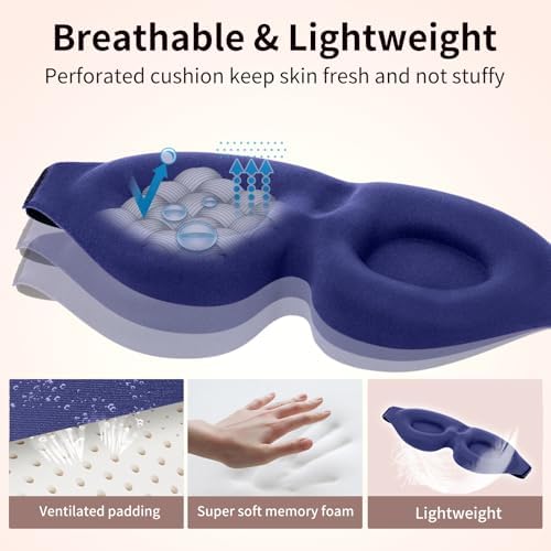 NEWVANGA Sleep Mask for Back and Side Sleeper, Travel Eye Cover, Blue - Image 6