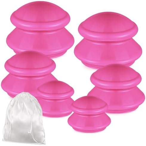 TrelaCo 6 Pcs Silicone Cupping Kit for Massage Therapy,Hot Pink by TrelaCo