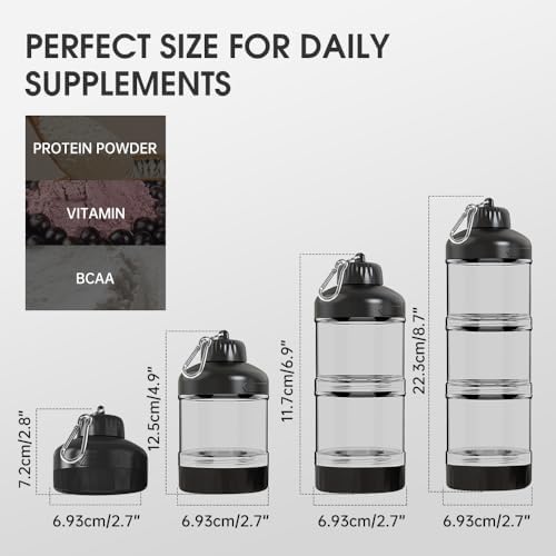 BYLWORKOUT 3-Layer Protein Powder Container with Funnel and Keychain - Image 4