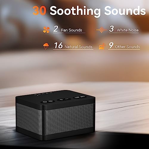 Sound Machine White Noise Machine with 30 Natural Soothing Sounds 32 Levels Volume 5 Timers Memory Function Effectively Blocks Noise Ideal Sleep Machine Brown Noise for Baby Kids Adults Home (Black) - Image 2