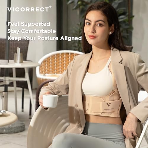 Vicorrect Adjustable Posture Corrector for Women: Invisible Under Clothes - Comfortable Back Support Bra for Upper Back Neck Shoulder Pain Relief - Ideal for Sitting Exercise Daily Wear (Beige Medium) - Image 6