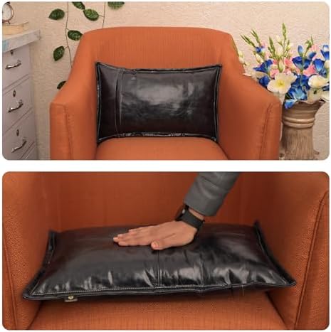 LL LEATHER LOVERS 100% Lambskin Leather Pillow Cover - Sofa Cushion Case - Decorative Throw Covers for Living Room & Bedroom, Ink Blue Box Pack of 2-12X20 Inch - Image 6