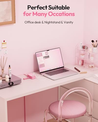 NTONPOWER GAN Ultra 65W Pink Fast Charging Station, Travel Power Strip with 3 Outlets 4 USB (2 USB C), Pink Extension Cord 4Ft, Kawaii Cute Accessories Compatible with MacBook, iPhone - Image 3