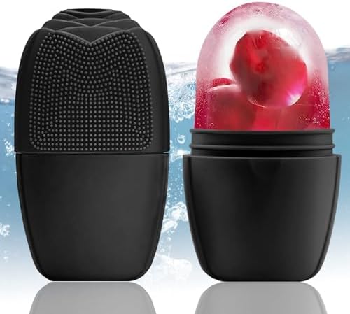 XHJRI Ice Face Roller Massager,Ice Cube Roller for Face, Eyes and Neck Naturally Conditioning and Skin Care,De-Puff Eye Bags,Reduce Migraine Pain,Reusable Massage Silicone Ice Mold (New Black) by XHJRIBringyourbabybestlif