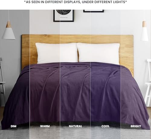Utopia Bedding 100% Cotton Thermal Blanket Plum Queen, 90x90 Inches - Image 4
