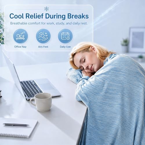 King Size Cooling Blanket for Hot Sleepers - Lightweight Breathable Cool Cold Blanket - Keep Cool for Night Sweats, Soft Thin Ice Blankets for Bed Couch Sofa, (Light Blue, 90"x108") - Image 6