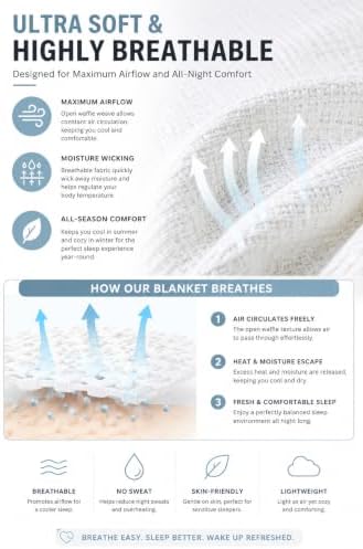 HILLFAIR 100% Combed Cotton Blanket– King Bed Blanket– Soft Cozy Warm Multipurpose Throws for Luxury Home Decor– 90 x 108 inch King Size Cotton Blankets for Beds- Bed Blankets for All Season- White - Image 6