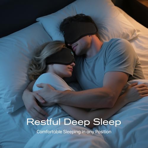Sleep Mask with Bluetooth Headphones, Sleeping Headphones for Side Sleepers, Wireless Music Eye Mask with Ultra-Thin Stereo Speakers for Men, Women, Tech Gifts, Black - Image 2