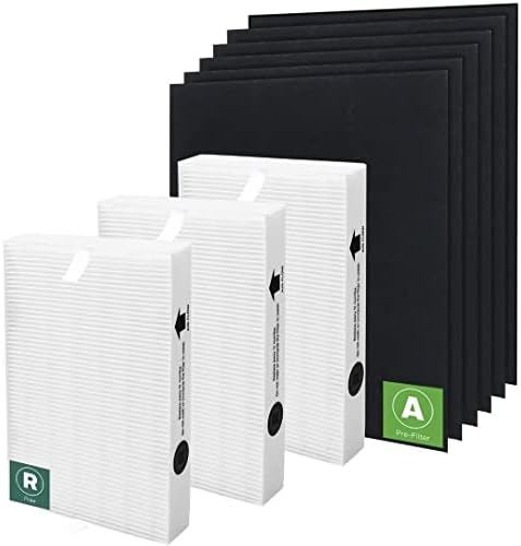 HPA300 Replacement Filters for Honeywell Air Purifiers HPA300 Series, HPA300, HPA304, HPA3300, HPA5300, HPA5350, HPA8350, Part HRF-R3, 3 R Filters and 6 Pre-cut A Carbon Pre-filter by APPLIANCEMATES by YourHomeApplianceMates