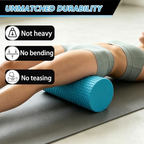 Foam Roller for Exercise, Pilates, Back Physical Therapy, 12" X 6" Round - Image 6