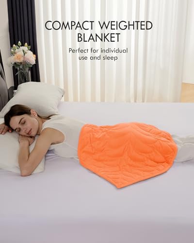 Kaisa Weighted Lap Blanket for Adults, 5 lbs 23"x29", Leaf Pattern, Orange - Image 3