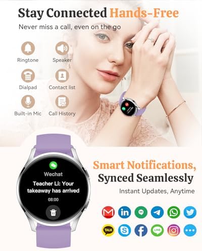 Smart Watch Fitness Tracker for iPhone Android for Women Men, Activity Tracker with Calorie & Step Counter, 150+ Sports, Daily Workout & Sleep Monitor，IP68 Waterproof Smartwatch (Purple) - Image 3