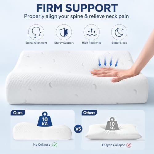 Cervical Memory Foam Pillow for Neck Pain Relief, White, 24 x 16 Inch - Image 6