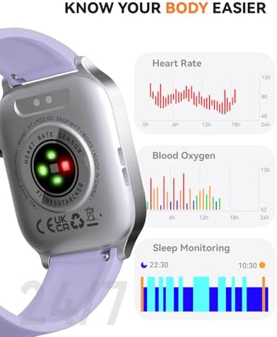 Smart Watches for Women Men, Fitness Tracker Watch with 110 Sports Modes, Step Counter/Sleep Monitor/Pedometer, IP68 Waterproof, Bluetooth Call & Music Control Smartwatch for iPhone/Android,Pueple - Image 4