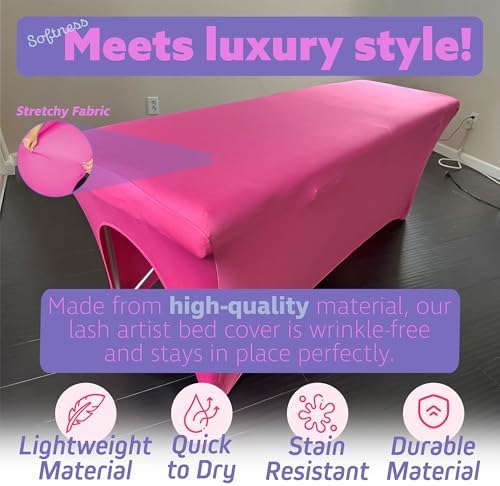 Massage Table Cover, 6 ft Stretch Lash Bed Cover, Pink - Image 2