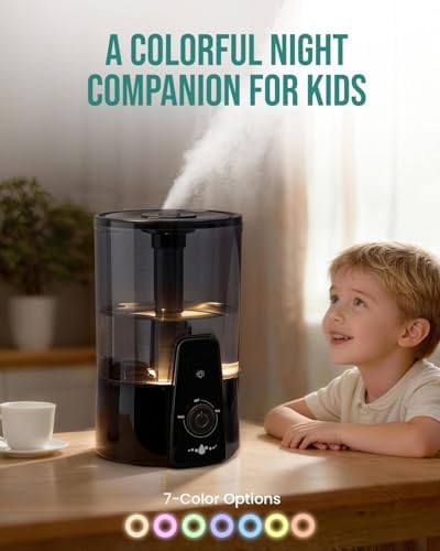 4L Humidifiers for Bedroom,Dishwasher Safe Design Easy Clean,Black - Image 4