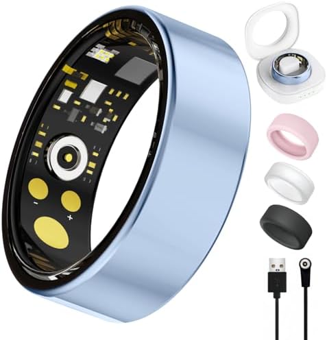 Smart Ring for Women & Men, Health Tracker Ring with Heart Rate, Blood Oxygen,Blood Pressure, IP68 Waterproof Fitness Ring, Sleep Tracker for iPhone and Android, No APP Fee by Oucscru-SmartHealthDevices