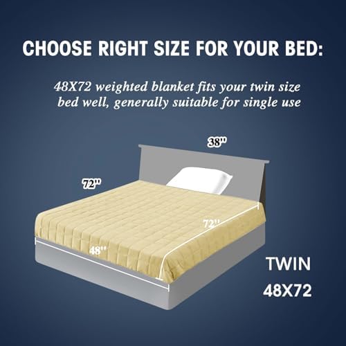Weighted Blanket for Adults (10 lbs, 48" x 72", Mustard yellow Stripes) Heavy Blanket for Sleeping Perfect for 90-110 lbs, Twin Size Breathable Blanket with Premium Glass Bead, Machine Washable - Image 2