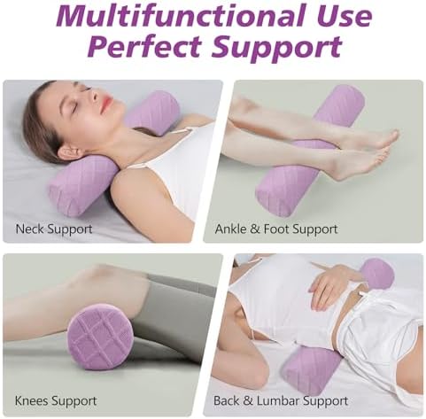 Cozyhealth 3.1" H Small Cervical Roll Pillow, Medium Soft Memory Foam Neck Round Pillow Cylinder Bolster Pillow for Sleeping, Round Neck Support for Bed, Legs, Back and Yoga (Purple, Small - 3.1" H) - Image 7